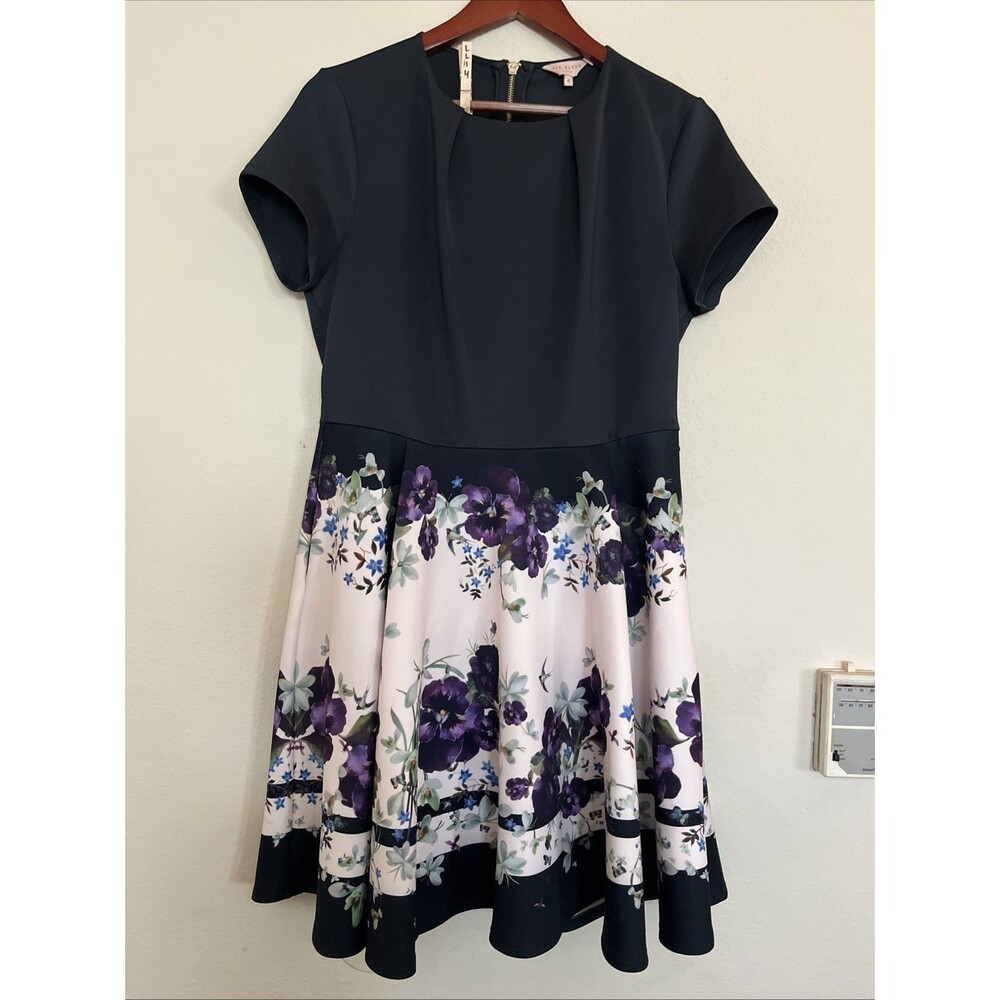 Ted Baker London Stefh Entangled Enchantment Pockets Skater Dress SZ 4 US 10